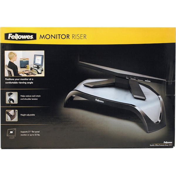 Fellowes 8020101 Corner Monitor Riser,Plastic,Black/Slvr