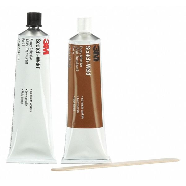 3M 1838L Epoxy Adhesive , Tube , 2.00 oz. , Clear , 8 hr. 21200226458