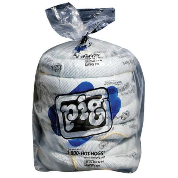 Pig Bom407 Sorbents, 16 Gal, 3 In X 20 Ft, Oil, White, Polypropylene