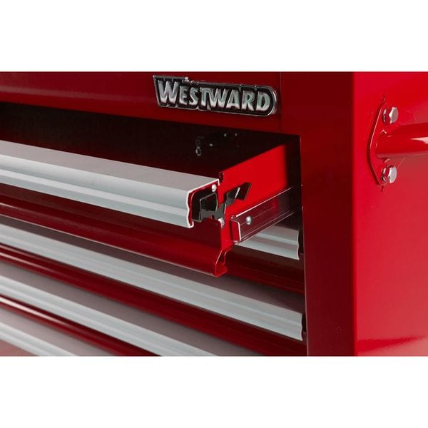 Westward 32H864 Westward Side Cabinet, 7-Drawers, Powder Coated Red, 15.5" W X