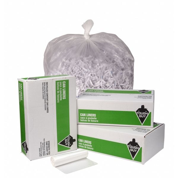 Tough Guy Recycled Material Trash Bag, 60 gal., LLDPE, Coreless