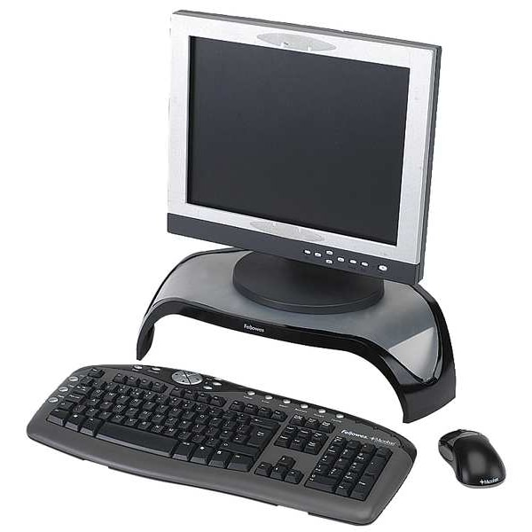 Fellowes 8020101 Corner Monitor Riser,Plastic,Black/Slvr