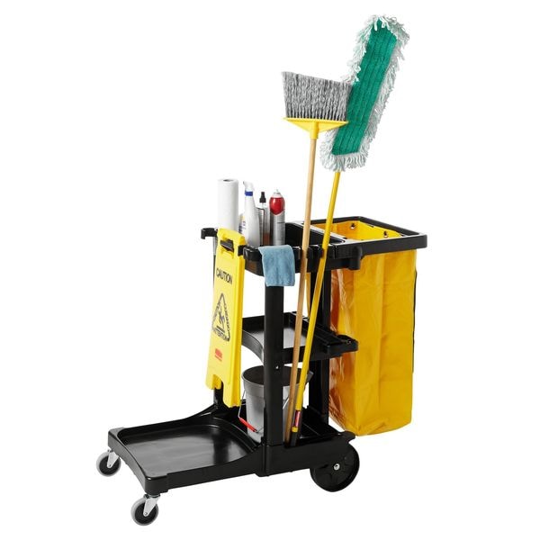 Rubbermaid Commercial Fg617388bla Janitor Cleaning Cart With Zip Bag, 24 Gal