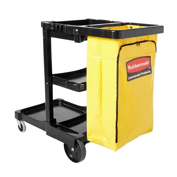 Rubbermaid Commercial Fg617388bla Janitor Cleaning Cart With Zip Bag, 24 Gal