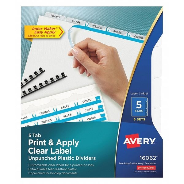 avery-16062-print-on-clear-label-5-tab-pk5-72782160623-ebay