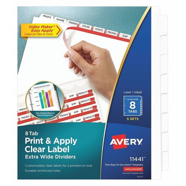AVERY 11441 Printable Extra-Wide Index Dividers, 8 Tab, Pk5 72782114411 | eBay