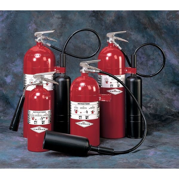 Amerex 331 Fire Extinguisher, 10B:C, Carbon Dioxide, 15 Lb